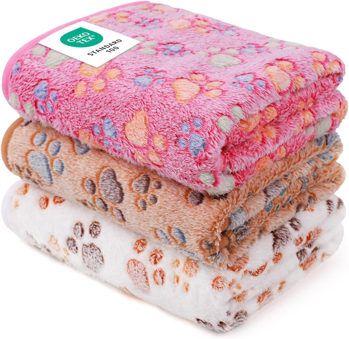 Dog Blanket 3 Pack, Soft Cozy Fleece Throw for Puppy Cat,23"x16"