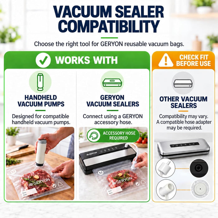 Vacuum Sealer Bags for Food, 40 Pack Reusable Vacuum Seal Bags with Air Valve, BPA-Free Food Vacuum Seal Bags Compatible with Handheld Vacuum Sealer for Sous Vide, Meal Prep and Freezer Storage