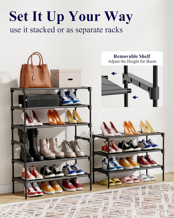 Shoe Rack - Non-Woven Shoe Rack Shelf, 27.5" Wide - 3 Tier, Black