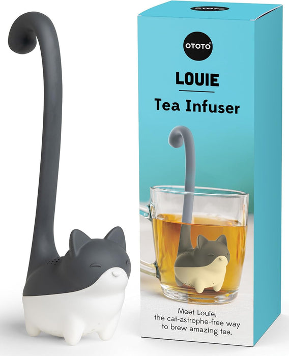Louie Cat Tea Infuser - Cats Loose Leaf Steeper & Diffuser, Tea Strainer Accessories, Cute Gifts for Cat Lovers, White Elephant Gifts, Cute Kitchen Accessories