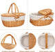 Wicker Picnic Basket with Liner, Empty Picnic Baskets with Lid, Cream