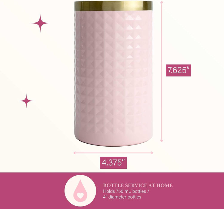 Wine Bottle Chiller Set, Insulated Double Wall Chiller, Gold Winged Corkscrew Wine Bottle Opener, Diamond Wine Stopper, 3-Piece Set, Pink