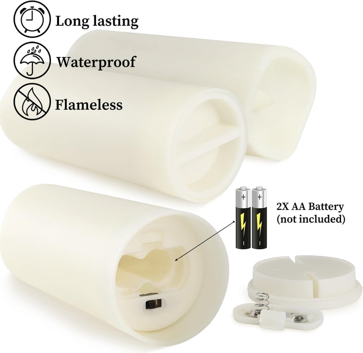 Set of 24 Flameless Led Battery Opeated (D2.2'' x H4''5''6'') Waterproof Outdoor Indoor Candles with 10-Key Remotes and 