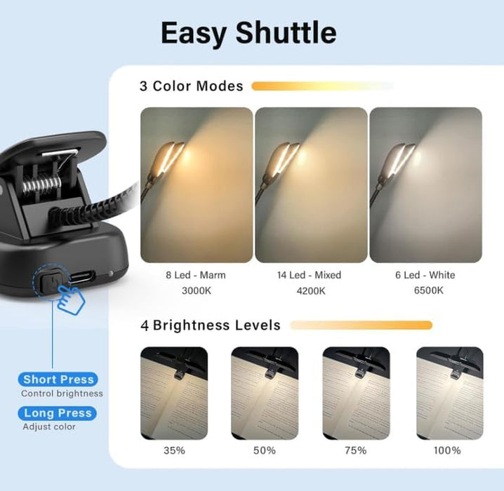 14 LED Rechargeable Book Light for Reading at Night