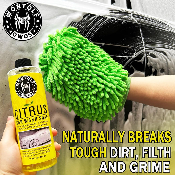 Complete Car Wash Cleaning Kit, Car Interior Detailing Kit with Car Wash Soap, Interior Detailing Cleaner, Wheel Cleaner, Wheel Brush, Dying Towel, for Cars Trucks RVs SUVs