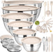 Mixing Bowls with Airtight Lids Set, 26PCS Stainless Steel Khaki Bowls with Grater Attachments, Non-Slip Bottoms & Kitch