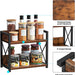 Countertop Shelf Organizer, 2 Tier Kitchen Spice Rack for Countertop, Wood Coffee Counter Shelf Organizer for Home (Brow