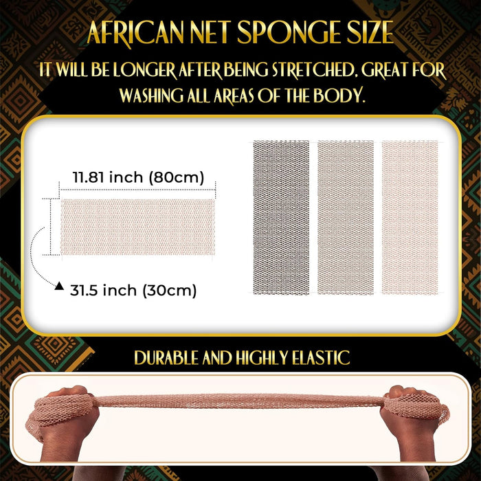 3 Pack African Net Sponge Authentic Rosewood Exfoliating Washcloth
