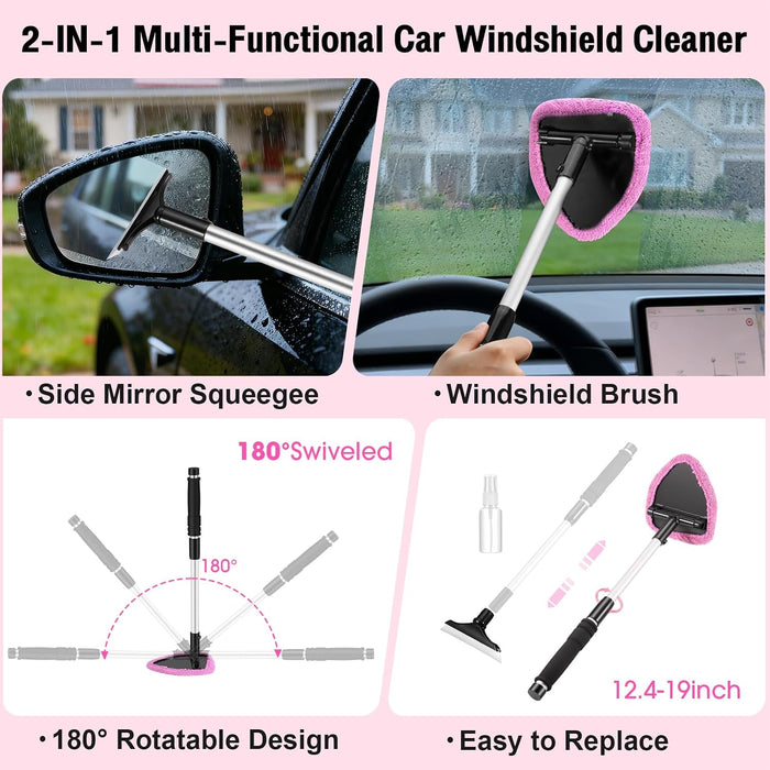 Pink Car Cleaning Kit, 25Pcs Detailing Kit Interior with 4-in-1 Power Handheld Vacuum Cleaner, Detailing Brush Set, 2-in