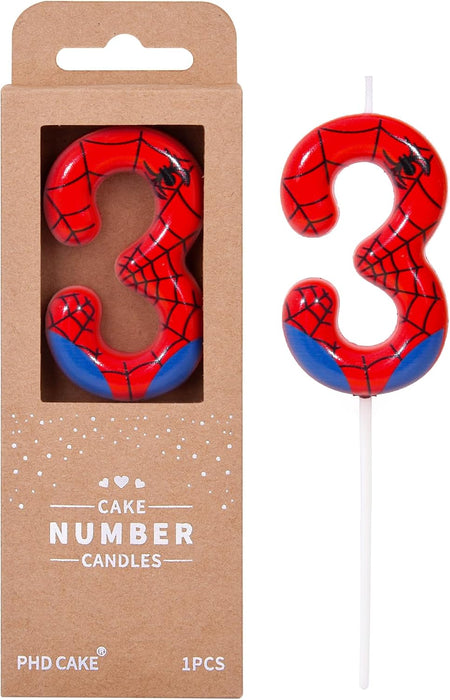 2.76 Inch Number 3 Spider Birthday Candles, Spider Cartoon Themed Number Candles, Cake Number Candles, Party Celebration