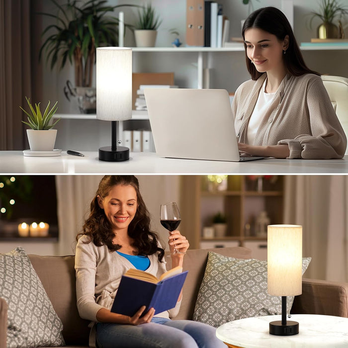 Bedside Table Lamps Set of 2 - Small Nightstand Lamp for Bedroom