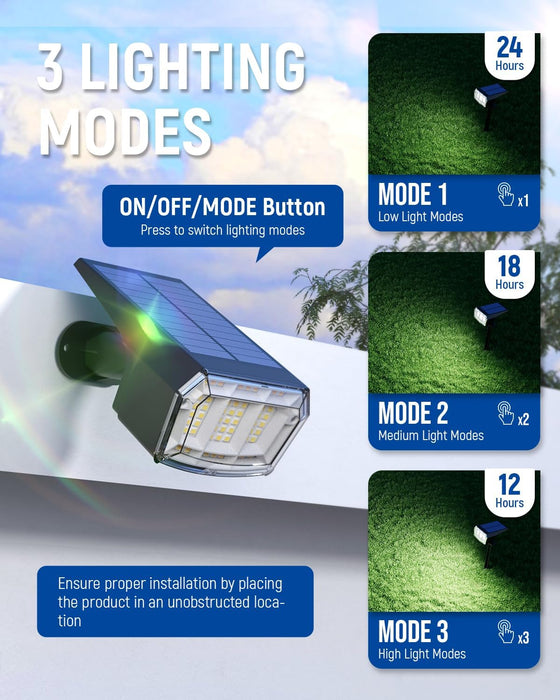 Solar Spot Lights Outdoor Waterproof, 4 Packs, Cool White