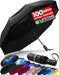 Strongest Windproof Travel Umbrella (Compact, 100MPH Wind-Tested), Light, Portable, One-Handed Use, Automatic Folding Ra