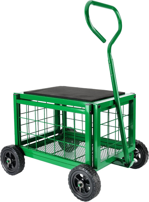 Garden Cart with Detachable Seat, Rolling Garden Seat with Wheels