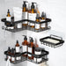 Corner Adhesive Shower Caddy, with Soap Holder and 12 Hooks, Rustproof Stainless Steel Bathroom Organizer, No Drilling W