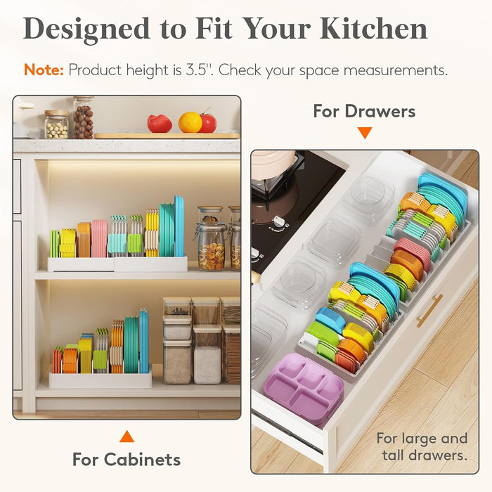 Kitchen Cabinet Organizer for Food Contanier Lid with 7 Sections