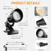 LED Clamp Spot Lights 2 Pack, 3000K Warm White Indoor Spotlights, Clip On Lights with 2.76" Wide Clamp, 270° Adjustable & Switch for Artwork, Plants, Shelves, Displays, Workshop, Desk