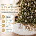 48 Inch White Faux Fur Christmas Tree Skirt, Luxury Plush Tree Base Cover for Holiday Party and Home Christmas Decor