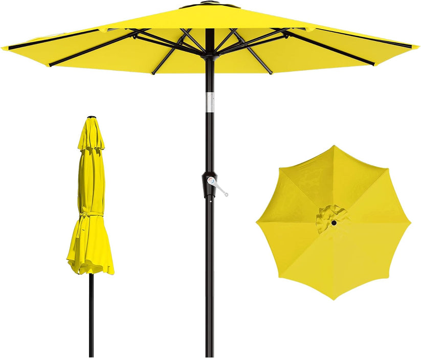 9FT Outdoor Patio Umbrella with Tilt and Crank, Yellow