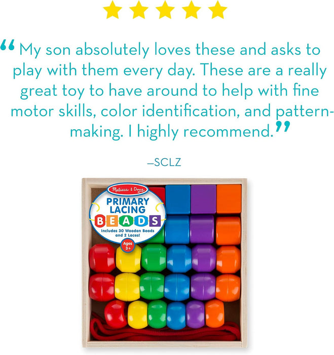 Melissa & Doug Primary Lacing Beads 33-Piece Montessori Toy Set