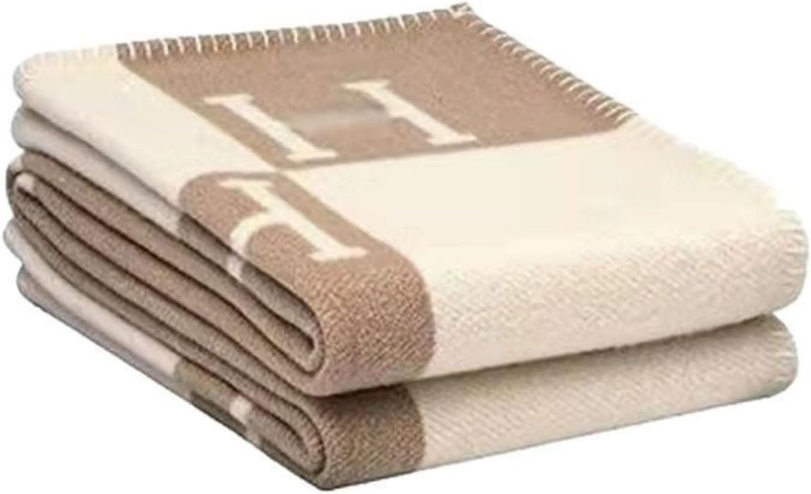 h Blanket Soft Throw Blanket Faux Fleece Wool Plaid Warm Shawl Thick Knitted Plush Cozy Comfy for Women Throw Blanket for Sofa Couch Bed Queen King Size 55x66 in (Khaki)