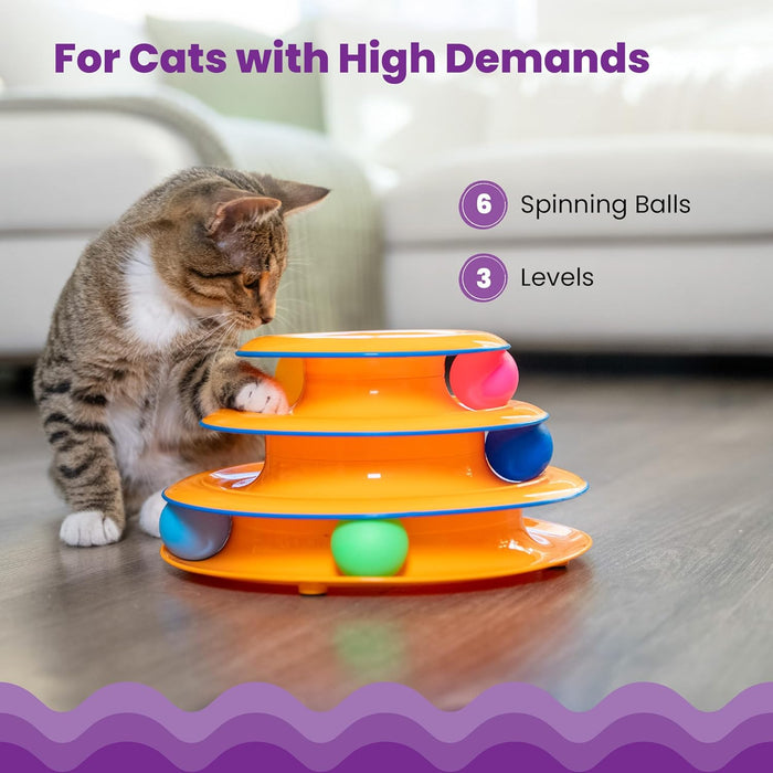 Tower of Tracks Interactive Cat Toy, 6 Spinning Balls, 10" x 5.3"