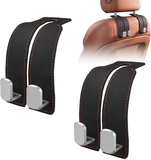Suede Car Headrest Hooks Universal Heavy Duty Back Seat Hanger(Black)