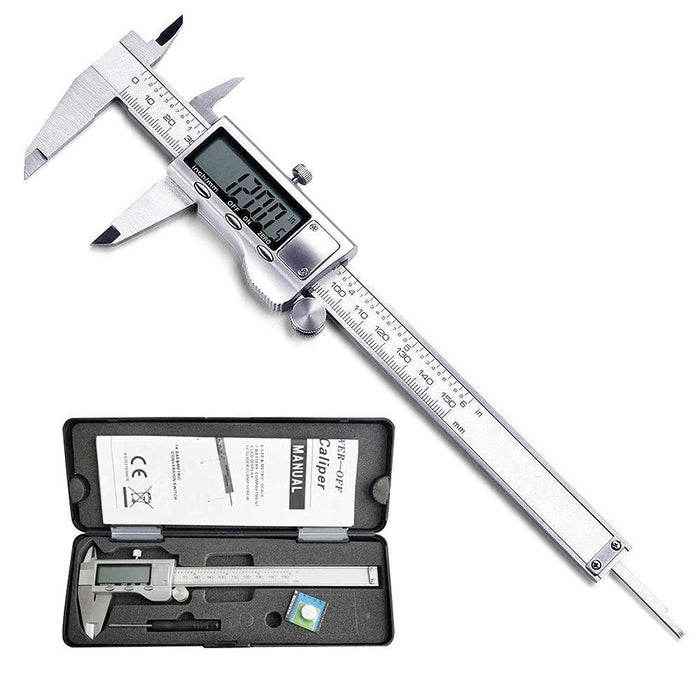 Digital Caliper, Caliper Measuring Tool with Stainless Steel, Electronic Micrometer Caliper with Large LCD Screen, Auto-