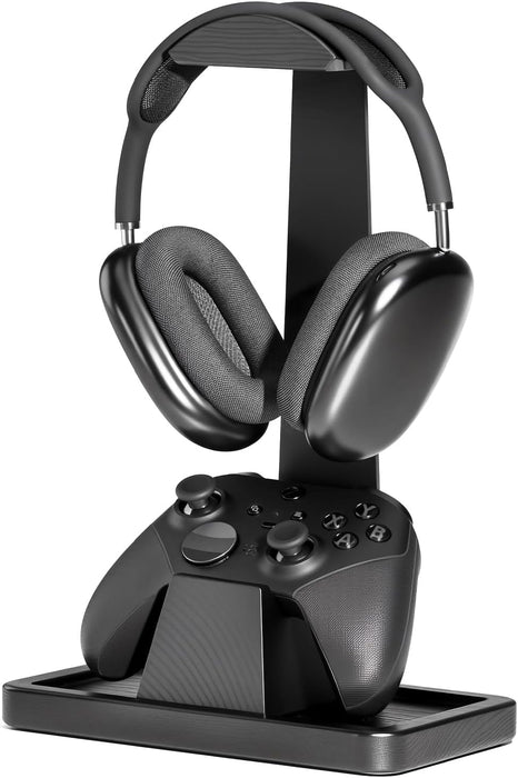 Solid Wood Headphone Stand with Controller Holder for Desk