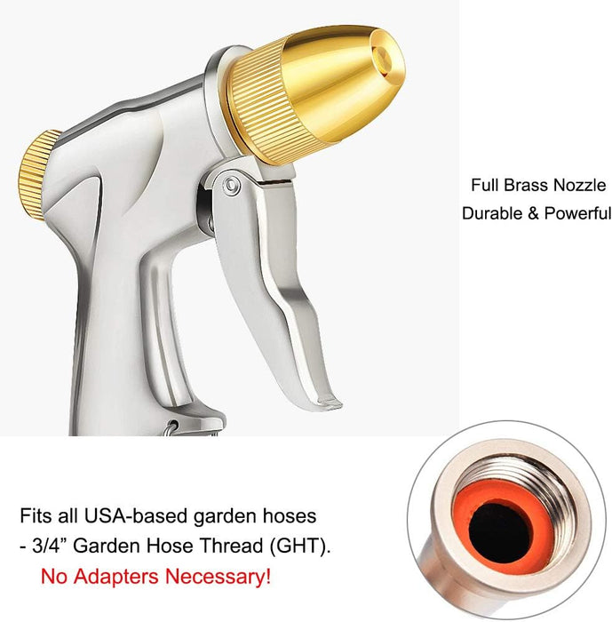 Upgraded 100% Metal Garden Hose Nozzle Heavy Duty, High Pressure
