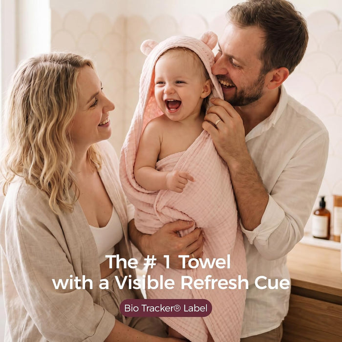 6-Layer Muslin Cotton Baby Towels with Hood, 32x32 Inch, Pink