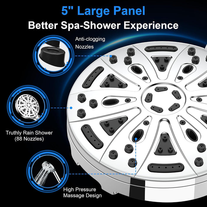 Filtered Shower Head with Handheld（3 Filters）Water Softener for Hard Water