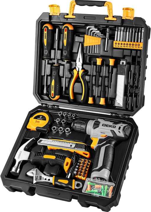 Tool Set：Tool Kit with 8V Cordless Drill,Tool Box with Drill,Hand Drill Set for Men & Women,Home Tool Kits for House Rep