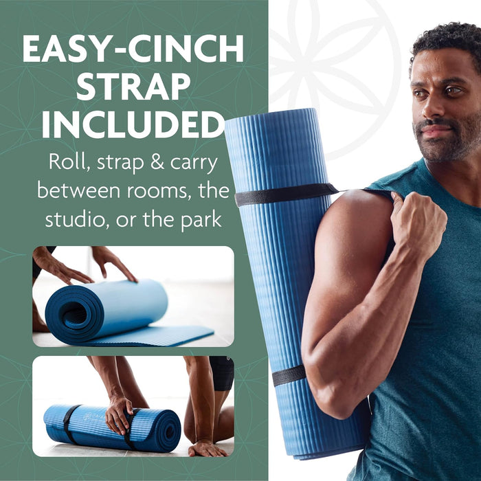 Gaiam Thick Yoga Mat, Exercise & Fitness Mat with Easy-Cinch Carrying Strap