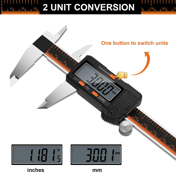 Digital Caliper 6 Inch, Caliper Measuring Tool with Large LCD
