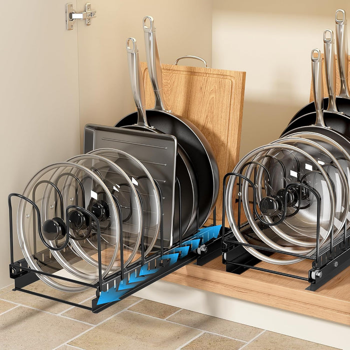 Pull Out Pots and Pans Organizer Under Cabinet, 2 Pack 8 Dividers