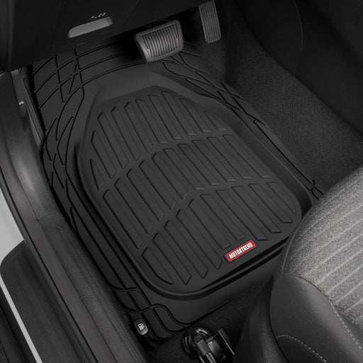 FlexTough Floor Mats for Cars, Black Deep Dish All-Weather Car Mats, Waterproof Trim-to Fit Automotive Floor Mats for Ca