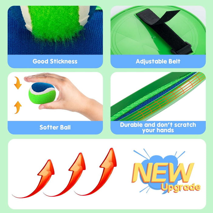 Kids Outdoor Games, Toss and Catch Ball Set, 6 Paddles 3 Balls Gift Box