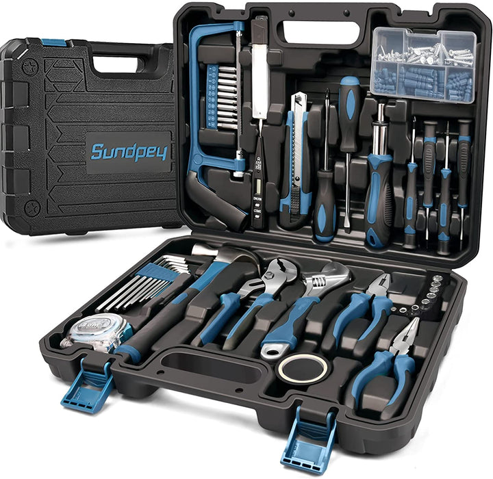 148 Pcs Portable Basic Hand Repair Home Tool Kit Set with Case Blue