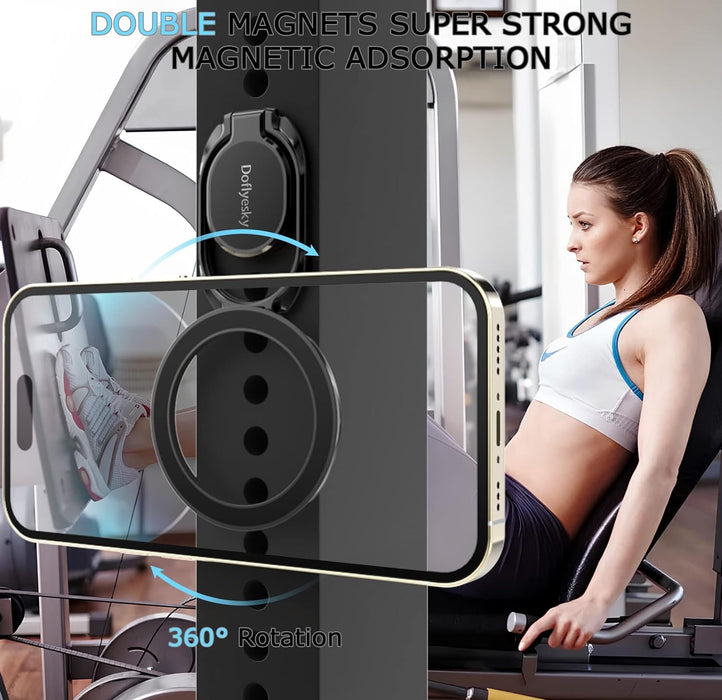 Magnetic Phone Ring Holder with Magsafe, Double Adjustable Gym Finger Ring Grip, Removable Phone Grip, for iPhone, iPad 