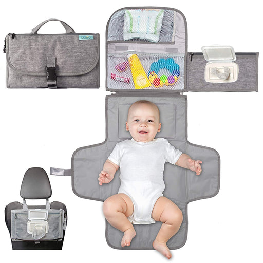 Portable Diaper Changing Pad with Wipes Pocket, Classic Grey
