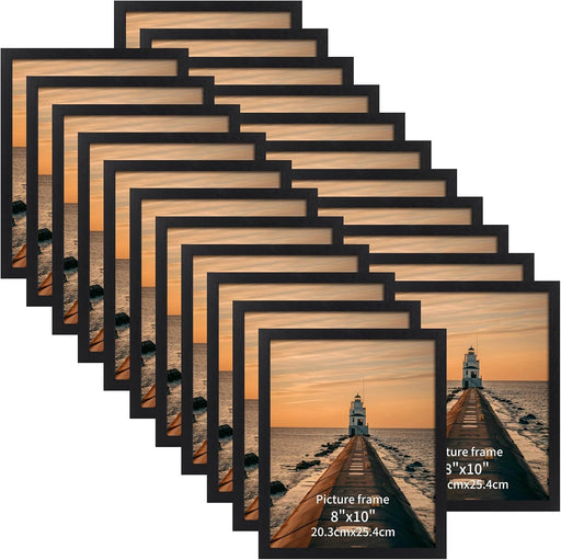 8x10 Picture Frame Set of 22 for Wall and Tabletop, Black