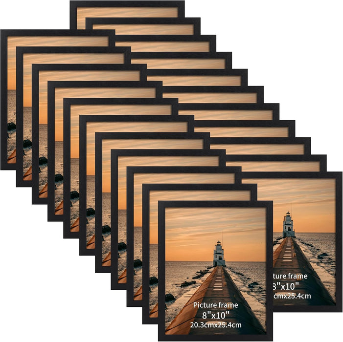 8x10 Picture Frame Set of 22 for Wall and Tabletop, Black