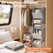 Hanging Closet Organizer 5 Shelf with 4 Side Mesh Pockets, Foldable Closet Organizers and Storage Hanging for Wardrobe, Closet Rod & RV Camping, Front Anti-Slip Support, Grey