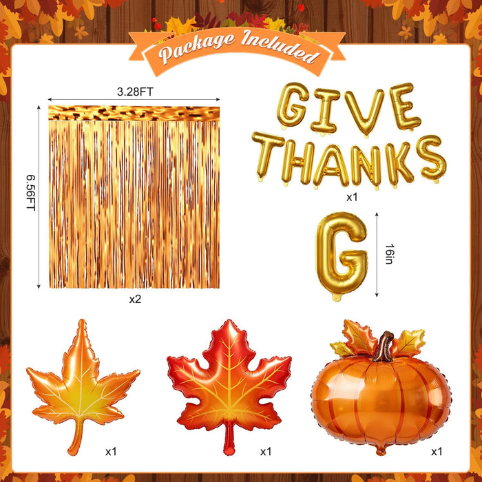 Give Thanks Foil Balloon Arch Kit for Thanksgiving Fall Party Decorations