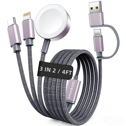2026 Travel Essentials for Apple Watch Charger,Cruise Vacation Camping Essentials,iPhone Charger,Multi Charging Cable,3 