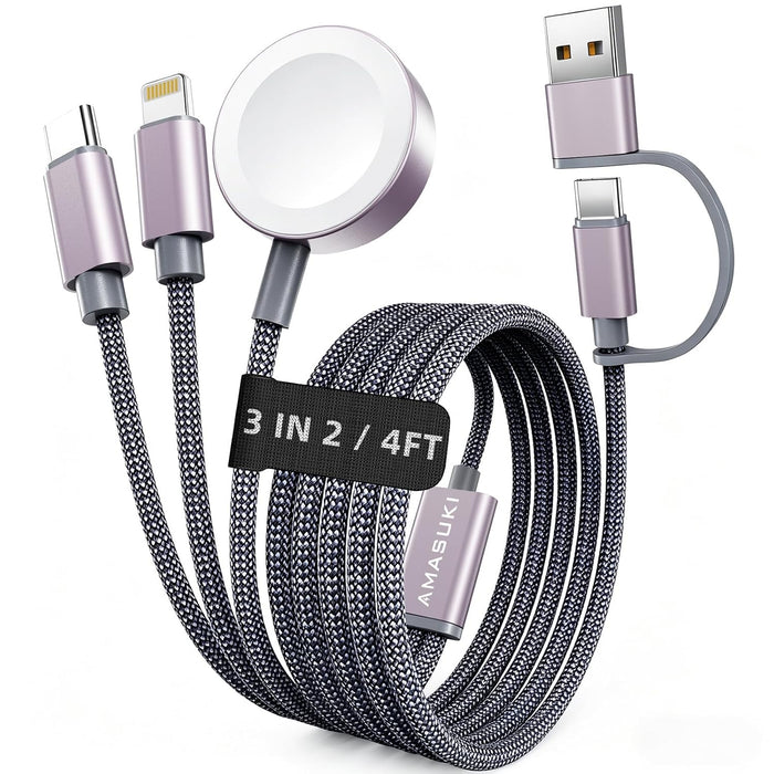 2026 Travel Essentials for Apple Watch Charger,Cruise Vacation Camping Essentials,iPhone Charger,Multi Charging Cable,3 