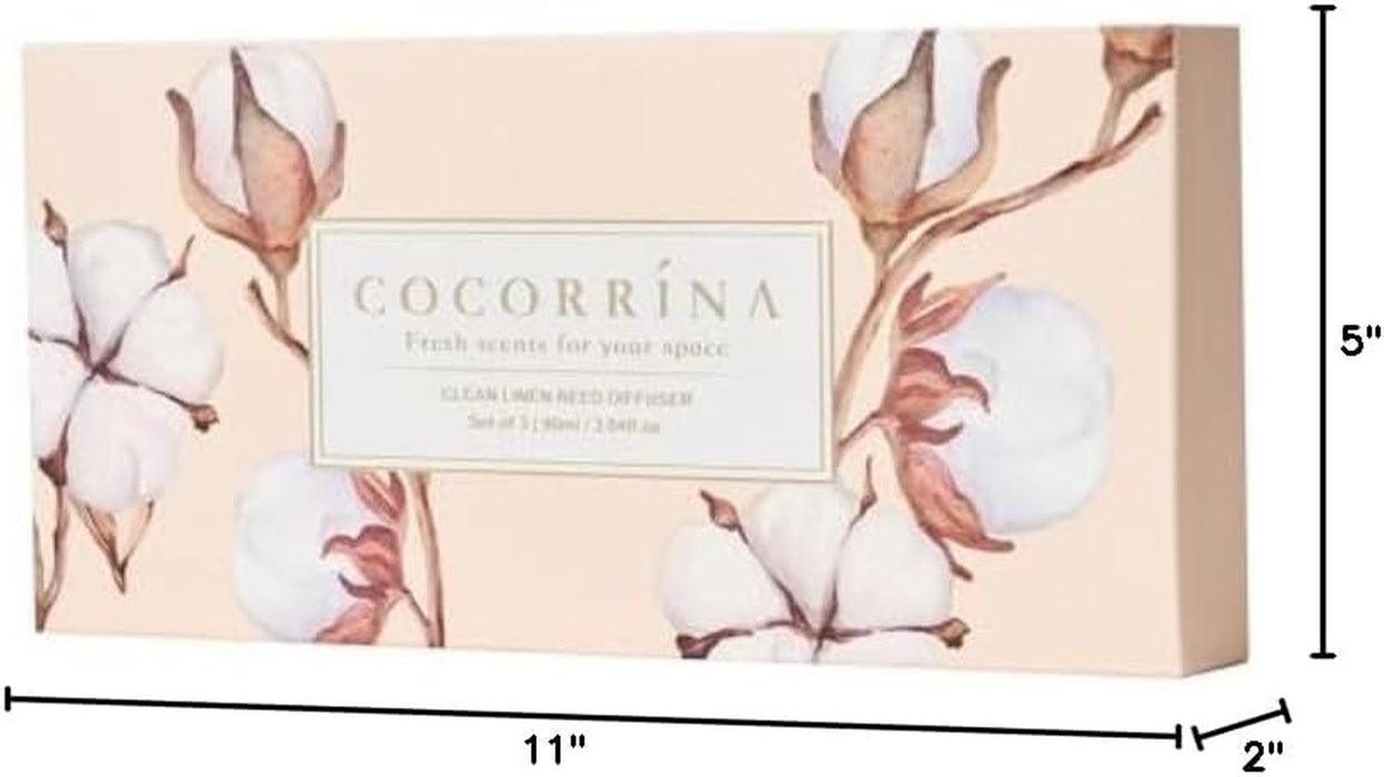 Reed Diffuser Set of 3-3 Pack/ 3.04 Fl.oz Diffuser with 24 Sticks Cashmere Vanilla/Sandalwood Rose/Clean Linen Reed Diffuser for Home Bathroom Office Decor