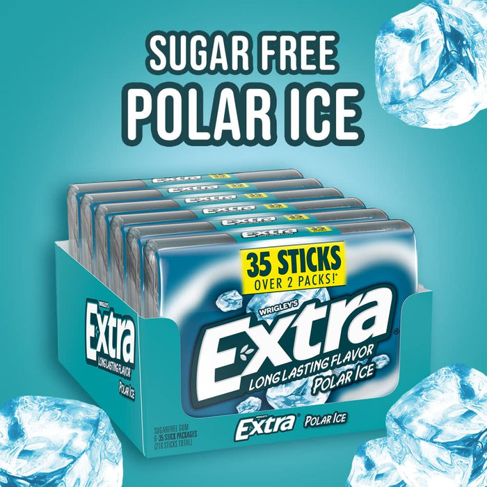 EXTRA Gum Polar Ice Sugarfree Mint Chewing Gum Mega Packs, 35 Count, 6 Pack