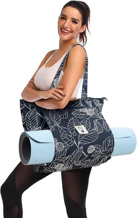 WLLWOO Yoga Mat Carrier Bag for Women Canvas Carryall Tote Gym Pilates